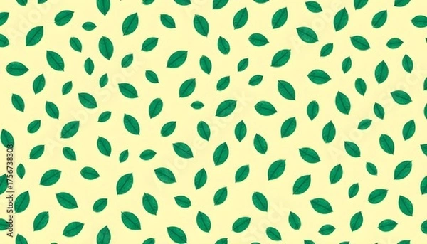 Obraz 초록잎무늬의노란배경패턴