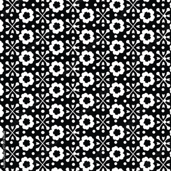 Fototapeta Vector Cute Ornamental Seamless Pattern. Geometric Flower Stylish Texture. Abstract Retro Tile Texture.
