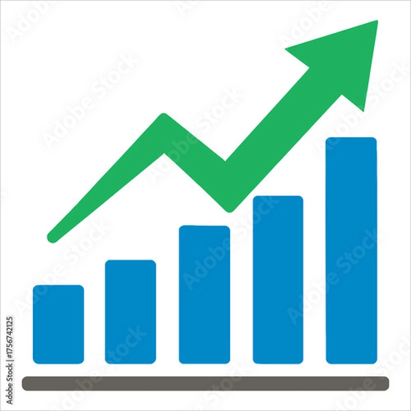 Obraz Financial Growth Chart Icon: Upward Trend, Stock Market Success, and Business Performance Vector