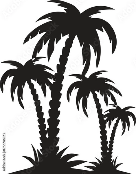 Fototapeta Date tree set silhouette