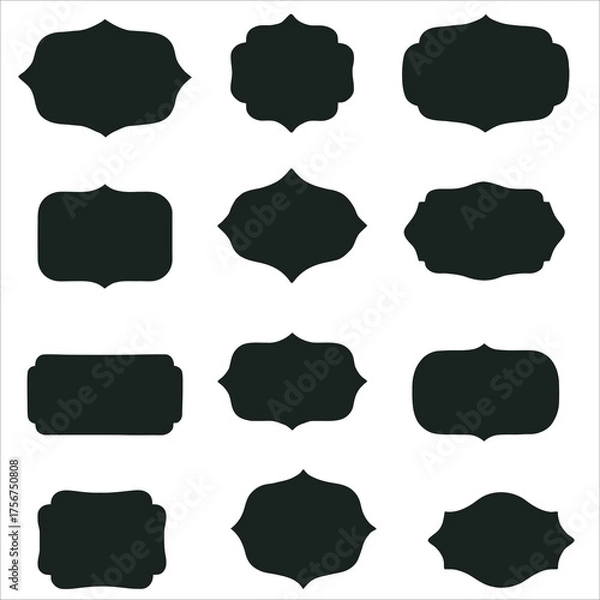 Obraz Set of 12 Black Vintage Decorative Border Frames and Fancy Ornate Label Shapes Vector