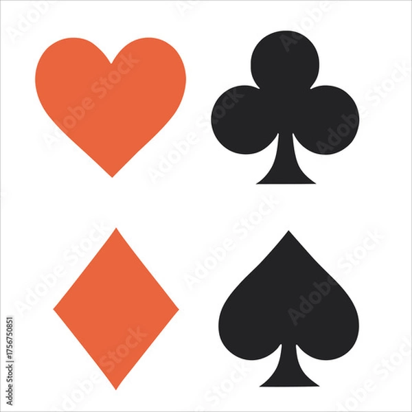 Obraz Classic Playing Card Suits Icon Set: Hearts, Clubs, Diamonds, and Spades