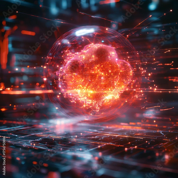 Obraz Quantum Computer Technology, Quantum Computing, Digital Quantum Art, High-Tech Quantum Systems, Quantum Data Flow, Quantum Power, The Future of Computing, Quantum Circuits, Next-Gen Computing,