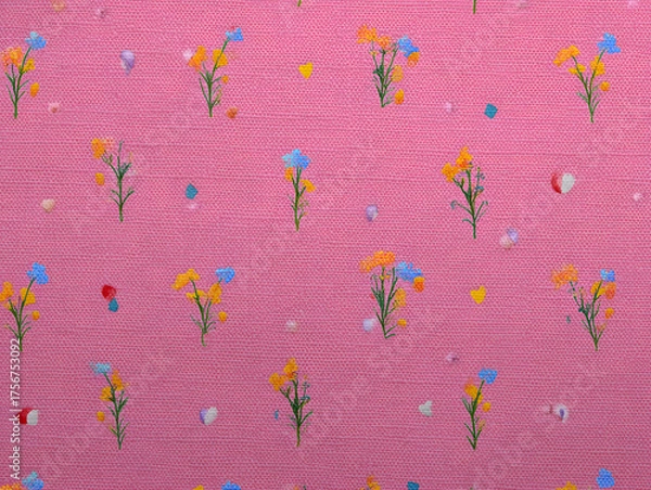 Fototapeta Pink Floral Pattern | Whimsical Blossom Design | Cute Springtime Print | Colorful Flower Motif | Pastel Floral Background | Cheerful Decorative Pattern