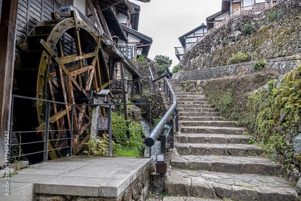 Obraz 早朝の馬籠宿