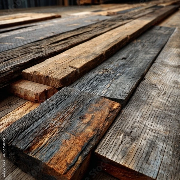 Fototapeta Textured Wooden Planks in Natural Light on Rustic Surface
