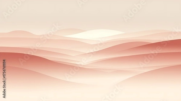 Fototapeta Abstract Landscape of Softly Layered Hills in Reddish Tones