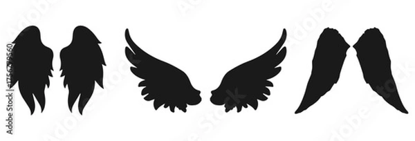 Fototapeta Collection of angel wings and bird wings silhouettes isolated on white background isolated on transparent background