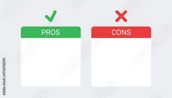 Obraz Blank table comparison design template infographic pros vs cons