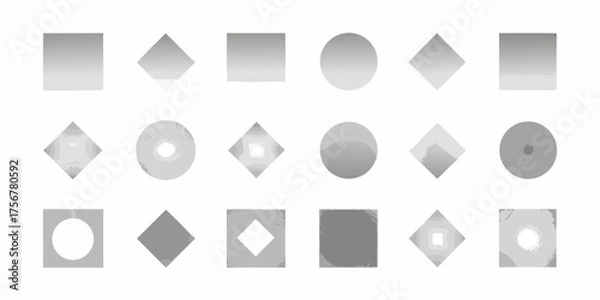 Fototapeta Collection of geometric shapes including squares circles and diamonds with subtle textures and gradients