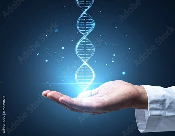 Obraz human hand holding dna