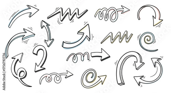 Obraz Arrow Collection - Hand Drawn Directional Designs for Creative Projects