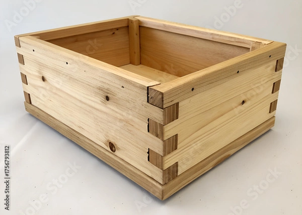 Obraz Handcrafted Wooden Storage Box with Dovetail Joints
