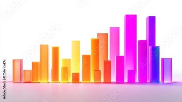 Obraz Abstract Vibrant Glass Bar Graph:  Upward Trend, Growth, Success, Data Visualization, Modern Minimalist Design.