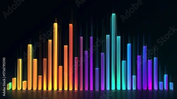Obraz Abstract Neon Rainbow Bars: Vibrant, Energetic, Data Visualization Background