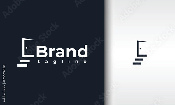 Fototapeta Minimalist Open Door Steps Logo Design