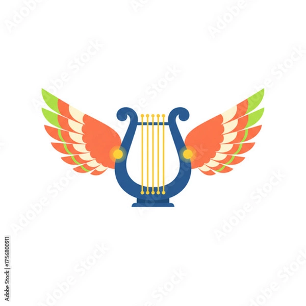 Fototapeta harp with wings