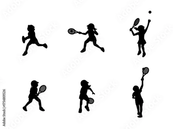 Obraz テニス女子選手シルエット