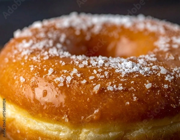 Fototapeta Close-up of a glazed and sugared ring-shaped pastry