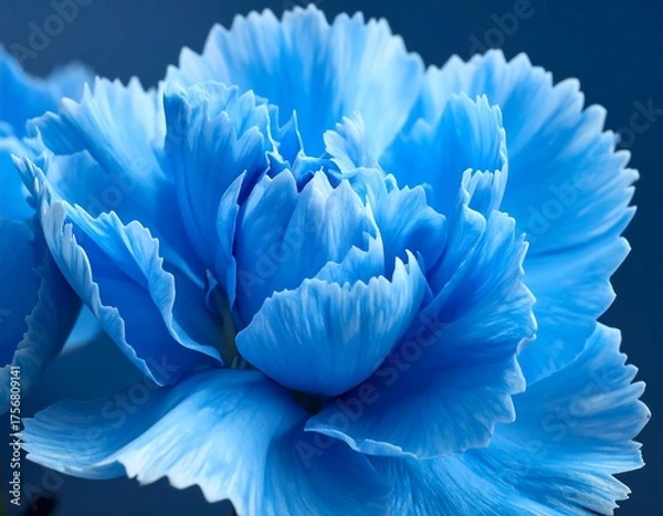 Fototapeta Close-up of a fully bloomed, vibrant blue flower with intricate petals