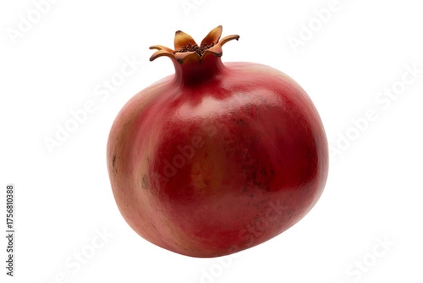 Fototapeta A single ripe red pomegranate fruit isolated on transparent background