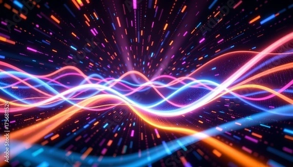 Obraz digital abstract visualization of data and light waves.