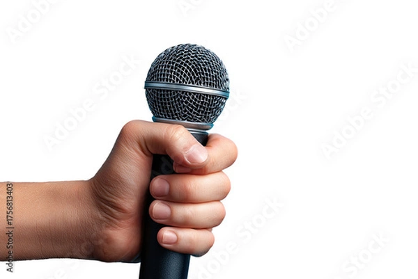 Obraz Hand holding a microphone