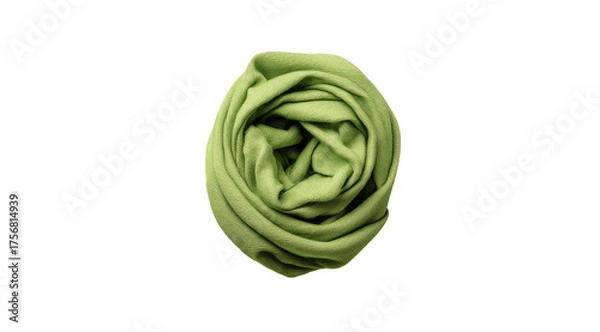 Obraz Light green fabric, tightly wound in a rose shape, on black