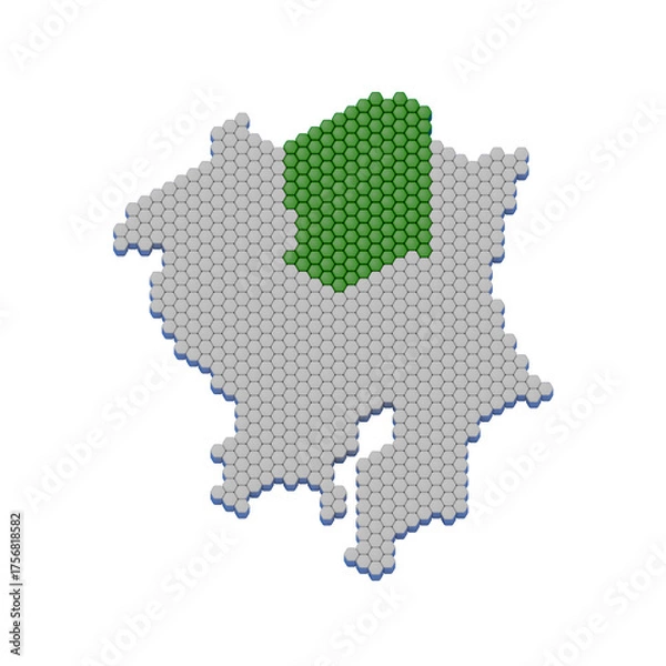 Obraz ハニカム構造状の栃木県の地図