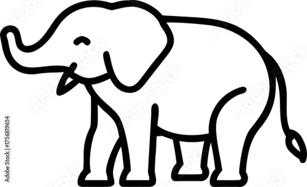 Fototapeta Minimalist Elephant Icon in Black Silhouette Style