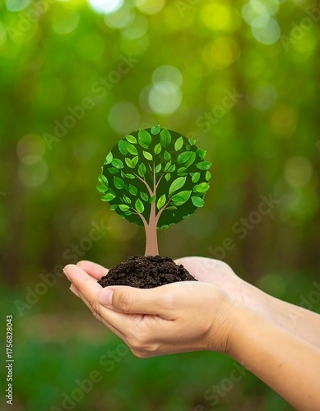 Fototapeta Hands holding seedling