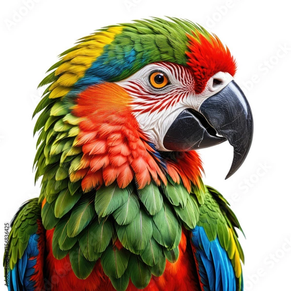Obraz Vibrant parrot with rainbow feathers against a dark backdrop, close-up