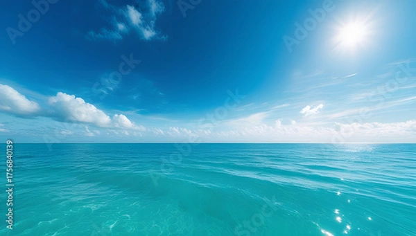 Fototapeta Tropical beach with blue sky and calm sea