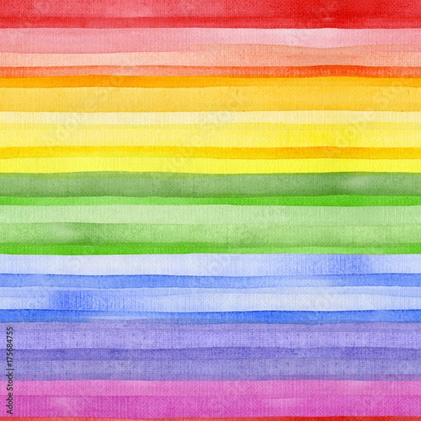 Obraz Multicolored, rainbow, cheerful, happy, beautiful, iridescent, multifaceted, striped, background. Seamless, beautiful, warm texture. Watercolor. Illustration