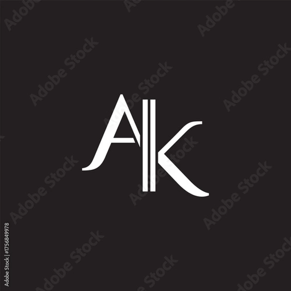 Fototapeta letter ak simple stripes slice geometric logo vector