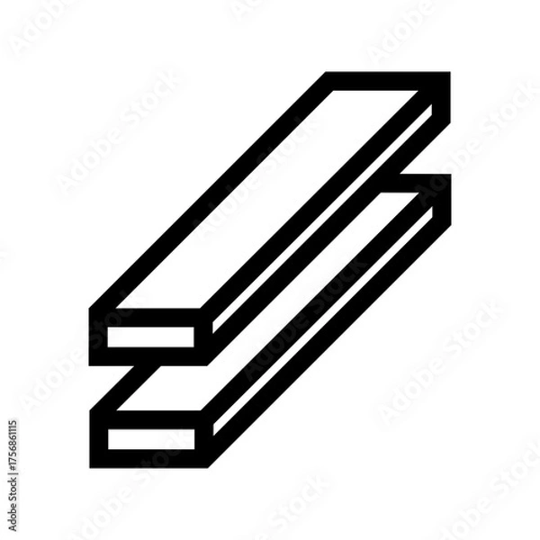 Fototapeta Vector Steel Bar Icon – Double Flat Bar Symbol for Fabrication, Manufacturing, Material, Engineering, and Industrial Design