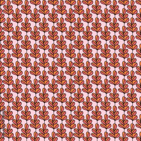 Fototapeta Vibrant Retro Leaf Seamless Pattern