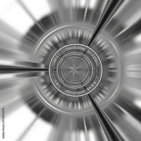 Obraz Twisted infinite reflective tunnel creating a metallic vortex, modern abstract art