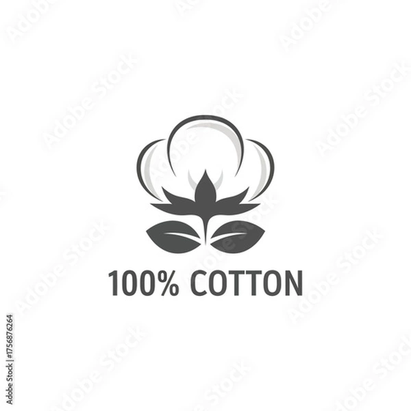 Fototapeta 100% Cotton Icon PNG | Natural Fabric Vector | Organic Textile Material Outline Illustration
