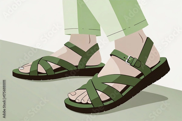 Obraz strapped sandals with ankle buckle