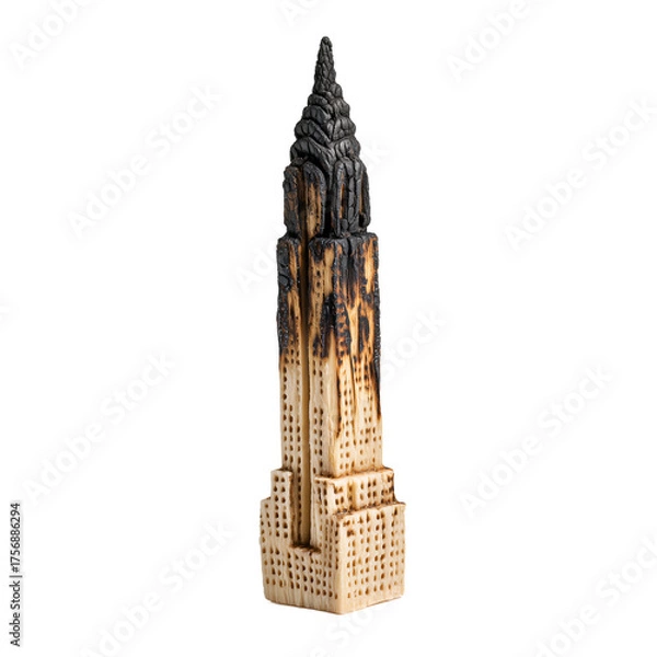 Obraz Burned skyscraper made of wood