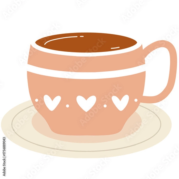 Obraz Peach-Colored Cup of Hot Beverage with Whimsical Heart Design