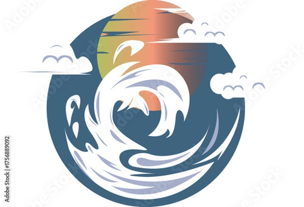 Fototapeta wave with sunset design illustration