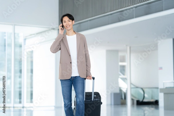 Obraz 旅行をする若い男性