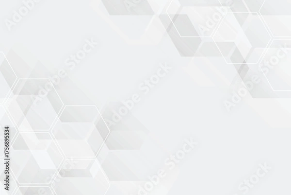 Fototapeta Abstract hexagonal patterns background, Geometric  hexagon shape background, Vector 3d illustration. Hexagon or pyramid white grey shapes.