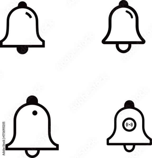 Fototapeta Notification Bell Line Icon – Alert and Reminder Symbol Vector