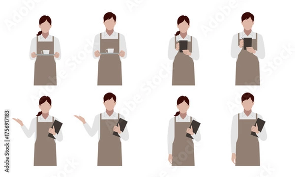 Obraz カフェ店員　ポーズ　セット