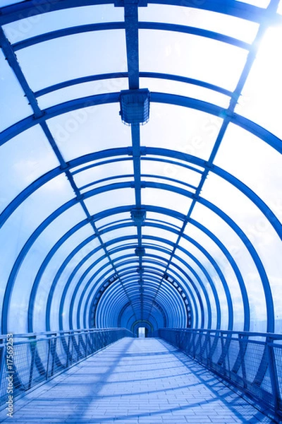 Obraz blue glass corridor