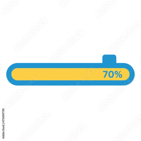 Fototapeta Progress Bar Illustrative Design with 70% Completion for Green Screen Applications
