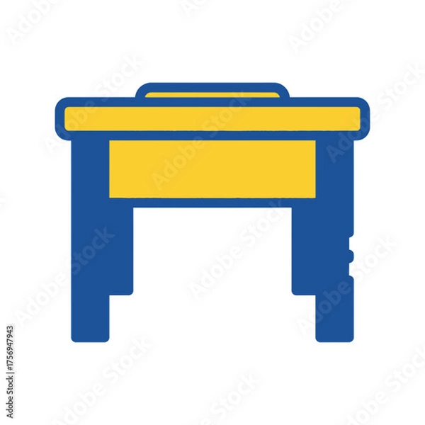 Fototapeta Vector graphic of a simple workstation desk in blue and yellow isolated for green screen compositing whisk_zqi3w4 style design